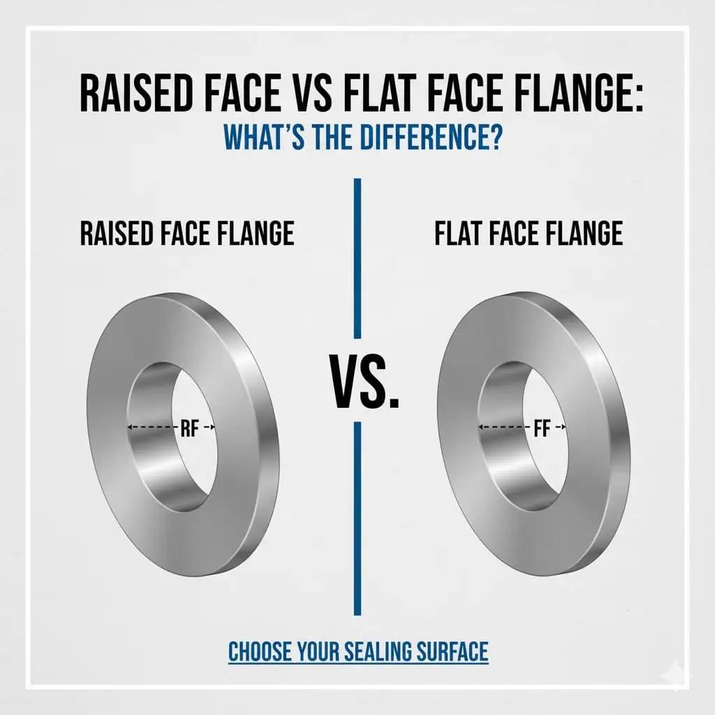 raised face vs flat face flange comparison showing sealing surface differences in pipe flanges